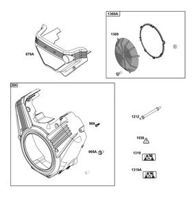 Blower Housing Group Diagram and Parts List for 61A677-0100-J1  Briggs and Stratton Engine